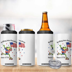 Funny Patriotic Frog 4 in 1 Can Cooler Tumbler Rolling Into Freedom Since 1776 TS12 Print Your Wear