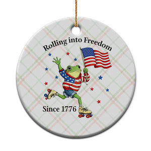 Funny Patriotic Frog Ceramic Ornament Rolling Into Freedom Since 1776 TS12 1pc Christmas Plaid Print Your Wear