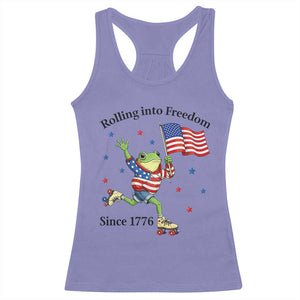 Funny Patriotic Frog Racerback Tank Top Rolling Into Freedom Since 1776 TS12 Violet Print Your Wear