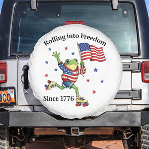Funny Patriotic Frog Spare Tire Cover Rolling Into Freedom Since 1776 TS12 No hole White Print Your Wear