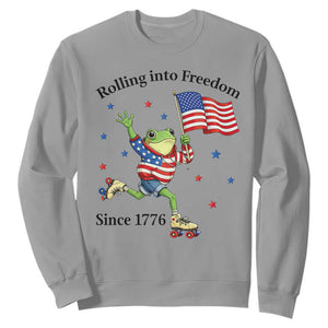 Funny Patriotic Frog Sweatshirt Rolling Into Freedom Since 1776 TS12 Sport Gray Print Your Wear
