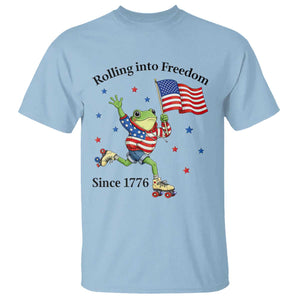 Funny Patriotic Frog T Shirt Rolling Into Freedom Since 1776 TS12 Light Blue Print Your Wear