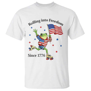 Funny Patriotic Frog T Shirt Rolling Into Freedom Since 1776 TS12 White Print Your Wear