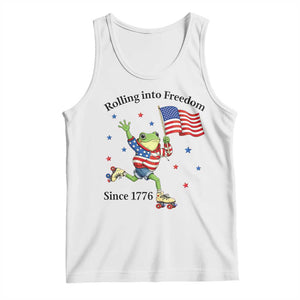 Funny Patriotic Frog Tank Top Rolling Into Freedom Since 1776 TS12 White Print Your Wear