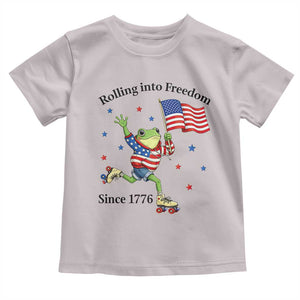 Funny Patriotic Frog Toddler T Shirt Rolling Into Freedom Since 1776 TS12 Ice Gray Print Your Wear
