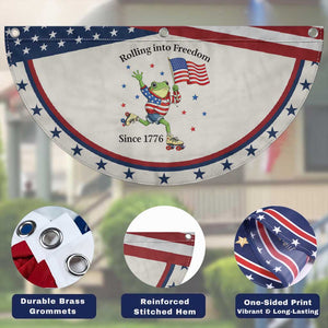 Funny USA 250th Anniversary Frog Patriotic Fan Flag Rolling Into Freedom Since 1776