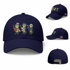 Proud American Frog Baseball Cap Celebrating 250 Years Of Freedom TS12 Baseball Cap Universal Fit Dark Blue Print Your Wear