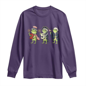 Proud American Frog Long Sleeve Shirt Celebrating 250 Years Of Freedom TS12 Purple Print Your Wear