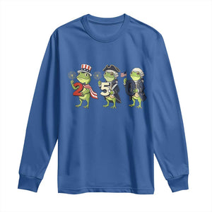 Proud American Frog Long Sleeve Shirt Celebrating 250 Years Of Freedom TS12 Royal Blue Print Your Wear
