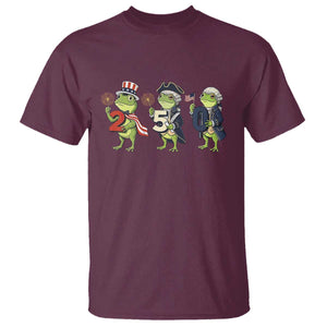 Proud American Frog T Shirt Celebrating 250 Years Of Freedom TS12 Maroon Print Your Wear
