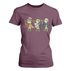 Proud American Frog T Shirt For Women Celebrating 250 Years Of Freedom TS12 Maroon Print Your Wear