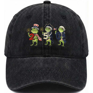 Proud American Frog Washed Cotton Baseball Cap Celebrating 250 Years Of Freedom TS12 Print Your Wear