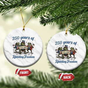 Funny Frog 250 Years Of Ribbiting Freedom Ceramic Ornament TS12 1pc White Marble Print Your Wear