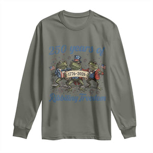 Funny Frog 250 Years Of Ribbiting Freedom Long Sleeve Shirt TS12 Military Green Print Your Wear
