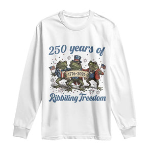 Funny Frog 250 Years Of Ribbiting Freedom Long Sleeve Shirt TS12 White Print Your Wear