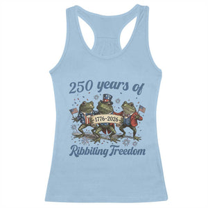 Funny Frog 250 Years Of Ribbiting Freedom Racerback Tank Top TS12 Light Blue Print Your Wear