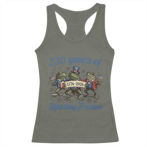 Funny Frog 250 Years Of Ribbiting Freedom Racerback Tank Top TS12 Military Green Print Your Wear