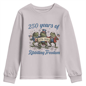 Funny Frog 250 Years Of Ribbiting Freedom Youth Sweatshirt TS12 Ice Gray Print Your Wear