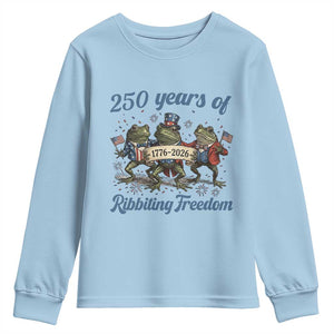 Funny Frog 250 Years Of Ribbiting Freedom Youth Sweatshirt TS12 Light Blue Print Your Wear