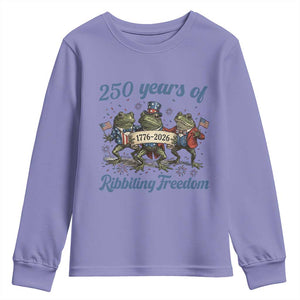 Funny Frog 250 Years Of Ribbiting Freedom Youth Sweatshirt TS12 Violet Print Your Wear