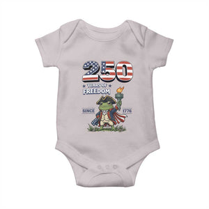 Patriotic Frog Raising The Torch Baby Onesie 250 Years Of Freedom TS12 Ice Gray Print Your Wear