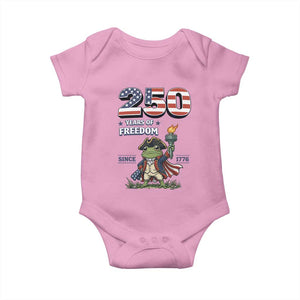 Patriotic Frog Raising The Torch Baby Onesie 250 Years Of Freedom TS12 Light Pink Print Your Wear