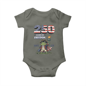Patriotic Frog Raising The Torch Baby Onesie 250 Years Of Freedom TS12 Military Green Print Your Wear
