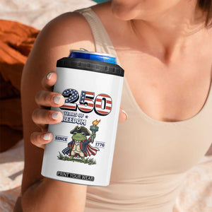 Patriotic Frog Raising The Torch 4 in 1 Can Cooler Tumbler 250 Years Of Freedom TS12 Print Your Wear