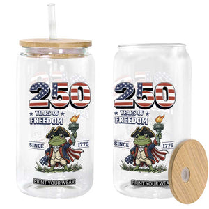 Patriotic Frog Raising The Torch Glass Can 250 Years Of Freedom TS12 Print Your Wear