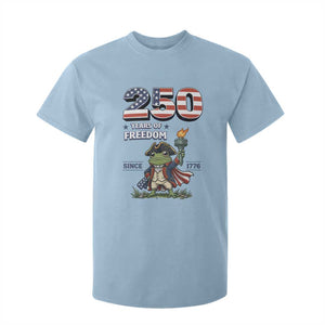 Patriotic Frog Raising The Torch T Shirt For Kid 250 Years Of Freedom TS12 Light Blue Print Your Wear