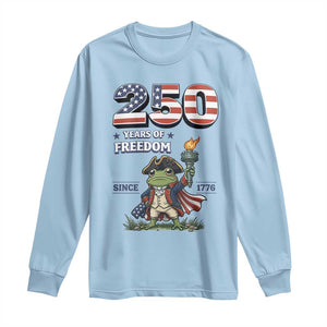 Patriotic Frog Raising The Torch Long Sleeve Shirt 250 Years Of Freedom TS12 Light Blue Print Your Wear