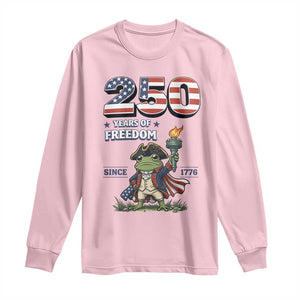 Patriotic Frog Raising The Torch Long Sleeve Shirt 250 Years Of Freedom TS12 Light Pink Print Your Wear