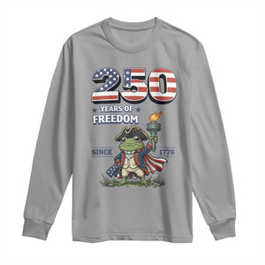 Patriotic Frog Raising The Torch Long Sleeve Shirt 250 Years Of Freedom TS12 Sport Gray Print Your Wear