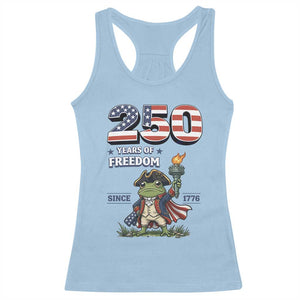 Patriotic Frog Raising The Torch Racerback Tank Top 250 Years Of Freedom TS12 Light Blue Print Your Wear
