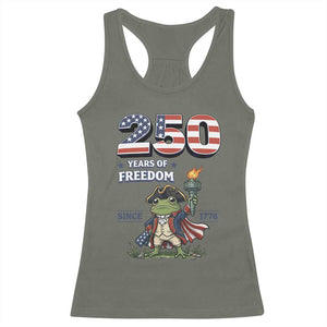 Patriotic Frog Raising The Torch Racerback Tank Top 250 Years Of Freedom TS12 Military Green Print Your Wear