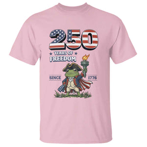 Patriotic Frog Raising The Torch T Shirt 250 Years Of Freedom TS12 Light Pink Print Your Wear