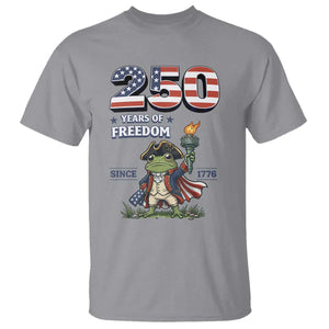 Patriotic Frog Raising The Torch T Shirt 250 Years Of Freedom TS12 Sport Gray Print Your Wear