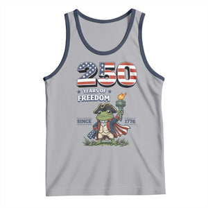Patriotic Frog Raising The Torch Tank Top 250 Years Of Freedom TS12 Athletic Heather Navy Print Your Wear