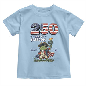Patriotic Frog Raising The Torch Toddler T Shirt 250 Years Of Freedom TS12 Light Blue Print Your Wear