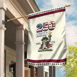 Patriotic Frog Raising The Torch Garden Flag 250 Years Of Freedom TS12 Modern Beige Red Print Your Wear