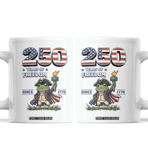 Patriotic Frog Raising The Torch Coffee Mug 250 Years Of Freedom TS12 White Print Your Wear