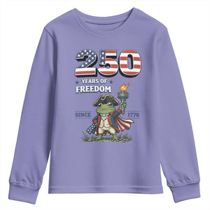 Patriotic Frog Raising The Torch Youth Sweatshirt 250 Years Of Freedom TS12 Violet Print Your Wear