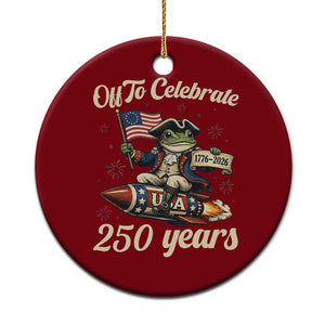 Funny Frog Off To Celebrate 250 Years Of Freedom Ceramic Ornament Patriotic Gift TS12 1pc Red Print Your Wear