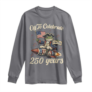 Funny Frog Off To Celebrate 250 Years Of Freedom Long Sleeve Shirt Patriotic Gift TS12 Charcoal Print Your Wear