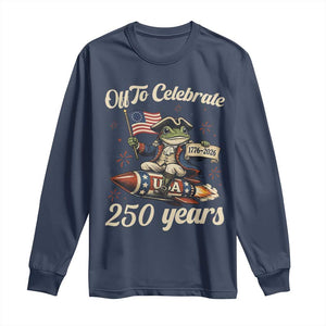 Funny Frog Off To Celebrate 250 Years Of Freedom Long Sleeve Shirt Patriotic Gift TS12 Navy Print Your Wear