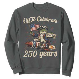 Funny Frog Off To Celebrate 250 Years Of Freedom Sweatshirt Patriotic Gift TS12 Dark Heather Print Your Wear