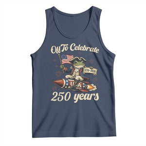 Funny Frog Off To Celebrate 250 Years Of Freedom Tank Top Patriotic Gift TS12 Navy Print Your Wear
