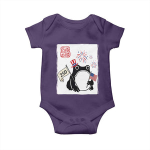 Funny Patriotic Grumpy Frog 250th Anniversary USA Baby Onesie TS12 Purple Print Your Wear