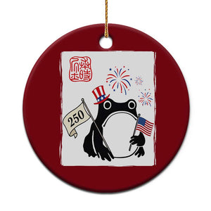 Funny Patriotic Grumpy Frog 250th Anniversary USA Ceramic Ornament TS12 1pc Red Print Your Wear