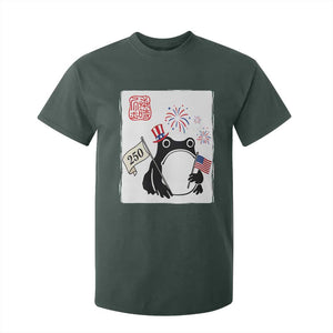 Funny Patriotic Grumpy Frog 250th Anniversary USA T Shirt For Kid TS12 Dark Forest Green Print Your Wear